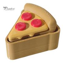 3D Print Pizza Hanging Decor Printed Keychain, Clicker Fidget Toy, Creative Decompression Fun Keyring Simulated Food Sensory Key Pendant for A beige