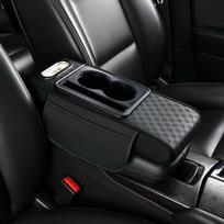 2 Cup Holder Center Console Armrest Cushion Tissue Box Car Elbow Support Pad  SUVs Black S