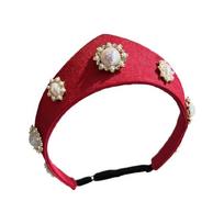 Cosplay Pearls Studded Hair Band Adjustable Elizabethan Sweet Everyday Hair Accessories For Teens Women Girls raudona