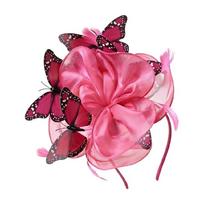 Adorable Organza Hair Band with Butterfly Costume Headband Cosplay Hairpiece Perfect For Adults Soft And Skin Friendly rožinė raudona spalva
