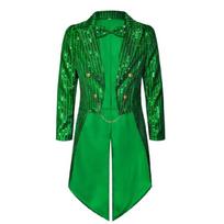 Dinner Party Wedding Blazers Jacket Slim Fit Show Tux Dress Coat Mens Sequins Tuxedo Tailcoat Swallowtails Suit Jacket L žalia