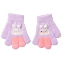 Animal Shaped Fleece Gloves For Kids Cold Weather Essential Soft Touch Washable Outdoor Activity Gear šviesiai violetinė spalva