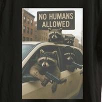 Funny Gangster Raccoon Graphic T-Shirt: Ironic Urban Tee 2XL