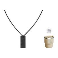 Calvin Klein Letter engraved retro hip-hop stainless steel necklace, same style for men and women, couple model 35000059-black one size fits all juoda