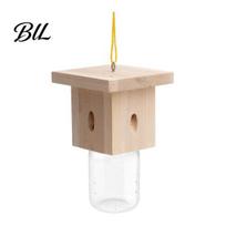 Fruit Fly Wasp Trap Carpenter Bee Nest, Outside Hanging Catcher, Wood And Glass Free Removal Jar Design, Effective for Home Yard Garden Control white