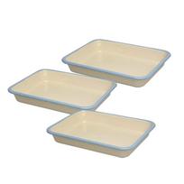 Tray L set Enamel Tray White [Fuji Horō] (18 cavities) 3-piece B-M-S (Beams) BM-L balta
