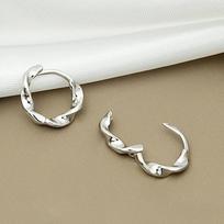 Geometric Hollow Ring Earrings Mobius Ear Clasp Ear Jewelry sidabras