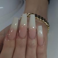 24pcs Long Ballet Coffin Press-on Nails, Jelly White To Nude Gradient, Fake Nail Tips For DIY Manicure False Nails ABS