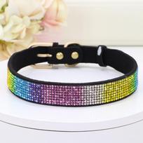 Bling Rhinestone Dog Collar Soft Suede Leather Cat Puppy Collars Necklace For Small Medium Dogs Cats Chihuahua Yorkshire Pink juoda
