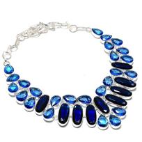 Londono mėlynasis topazas brangakmenis 925 prabos sidabro papuošalas vėrinys 18