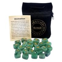 Natural Crystal Agate Stone, Stone, Such As Niven Semi Stone, With 25 Engraved Characters One Size žalia
