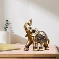 Statue Golden Sculpture Resin Feng Shui Figurine for Car Shelf Cafe Shopwindow Decor Closed Feet L