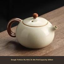Shangyanfang Ru Kiln Teapot for Home Use, Single Pot, High-End Ceramic, Ice-Crackle Glaze, Xishi Pot, for One Person to Practice Kung Fu Tea Drinking