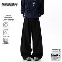 MARK FAIRWHALE Men's American Retro Straight-Leg Casual Pants 3XL juoda
