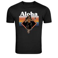 Aloha Hawaii Hula Dancer Retro Beach Graphic T-Shirt M