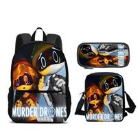 Murder Drones Backpack Pen Bag Shoulder Bag 3pcs Set Versatile  Large Capacity Boy and Girl School Birthday Best Gift