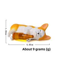 Cute Cartoon Corgi Husky Holding Bottle Mini Model For Party Decor And Memorial Commemorations Yellow Corgi