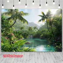 2D plan lush greenery waterfall and blue sky suitable for living room decoration bedroom decoration polyester 47.2x31.5inch/120*80cm