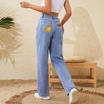 High Waist Stretchy Baggy Denim Pants for Women Wide Leg Jeans with Pockets Relaxed Loose Comfortable Jeans Women's Casual Stretch Denim Trousers XS