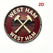 Senovinės skardinės plokštės paveikslai Sienos menas Retro stilius West Ham United futbolo klubo logotipas Kirvio dizainas 20x20cm(8x8inch)