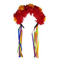 Lightweight Decorative Hair Ornament Flower Headwear Props With Realistic Marigold Design For Special Occasion raudona
