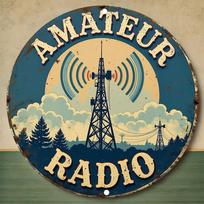 D Metal Sign Amateur Radio Vintage Retro Tin Sign with Radio Tower and Forest Silhouette Rustic Wall Art for Home Bar Garage Ca 20x20cm(8x8inch)