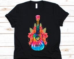 Hawaiian Ukulele Flower Shirt, Ukulele Design, Ukulele Lovers, Musician Shirt, Instrumentalists Gift, String Instrument, Floral Graphic 3XL white