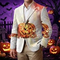 Men's Business Casual Corduroy with Halloween Print L rožinė