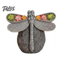 Warm LED Decorative Light Solar Powered Dragonfly Garden Light, Statue Stable Resin Decoration Lamp, for Yard Patio Waterproof Path pilka