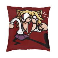 Neco Arc Cat Square Pillow Cover Home Decor Cartoon Comic Game Cushions Throw Pillow For Car Double-Sided Printing Peach skin 18*18(CM)-1Pcs
