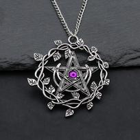 Gotikos rotango lapų Pentagramos kaklo pakabukas moterims Vyrams Vintage Pagan Wiccan Wiccan Wiccan Charm Statement Kaklo papuošalai 1