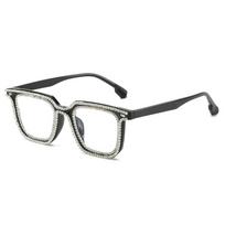 Square Glasses Frame, Personalized Diamond-Encrusted Pc Flat Glasses, Douyin Funny And Exquisite Sunglasses. regular