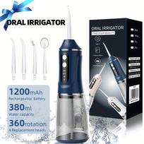 360° Rotating Nozzle Water Flosser 3 Spray Modes Rechargeable Electric Dental Cleaner Waterproof Unisex Oral Hygiene Tool 4 Functional Nozzles