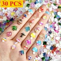 30/90pcs Dopamine Colored Adorable Mushroom Resin Nail Charms Colorful Dazzling Translucent Nail Art Decorations DIY Nails Ins