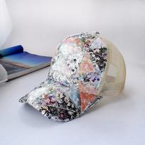 Sequins Adjustable Mesh Breathable Summer Trucker Cap Men Sun Protection Women Outdoor Shade Baseball Cap Dad Hat Adjustable gray