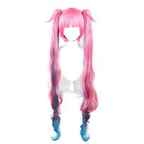 47  Pink Double Ponytail Cosplay Wig with Bangs, Heat-Resistant Synthetic Hair for Cyberpunk Anime 120cm rožinė