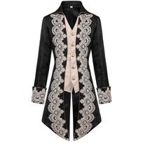 Sleek And Stylish Steampunk Jacket With Lace Details For Men M juoda