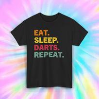 Eat Sleep Darts Repeat T-Shirt | Funny Dartboard Player Tee | Gamer Life | S-5XL XXXXL