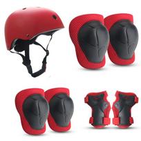Children's Comprehensive Protection Roller Skating Protective Gear Set for Balance Bike Hand Guards Knee Elbow Pads Seven-Piece S raudona
