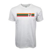vyriški balti trumpomis rankovėmis apvalios apykaklės marškinėliai su retro 7-eleven dryžuotu grafiniu spaudiniu, minkštas medvilnės mišinys, laisvalaikio kasdienis drabužis, laisvas kirpimas M juoda