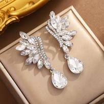 Water Crystal Drop Earrings With Flower Design For Elegant Weddings Style1