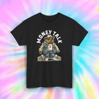 Money Talk Bear T-Shirt | Funny Hip Hop Bear Graphic Tee | Cool Streetwear S