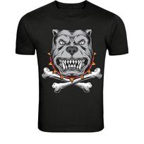 Angry Pitbull Skull Dog T-Shirt - Fierce Guard Dog Graphic Tee XXL