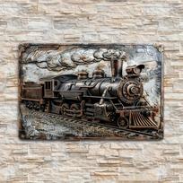 Vintage D Steampunk Steam Train Locomotive Metal Tin Sign  HD Printed Tin Plate Artwork with Highly Detailed Relief Texture S 20x30cm（7.8x11.8inch）
