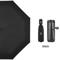 Zuodu Luxury Mini Automatic Sunny Umbrella Ultra-light Five-fold with Leather Bag Small Portable for Car Man Woman Gift (as the picture,Aluminum&8K)