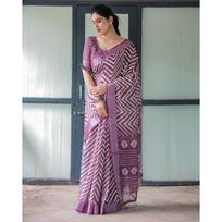 New Launch – Premium Silver Patta Weaving Linen Cotton Saree