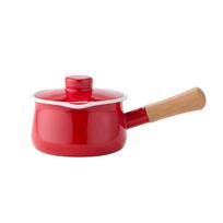 Fuji Enamel Honeyware Solid 15cm Milk with IH Compatible Pan, Red, ISD15MCR, Lid,