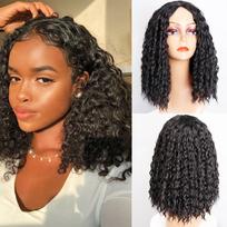 MISSQUEEN Long Kinky Garbanotos vidurinės dalies sintetiniai perukai juodoms moterims Deep Wave Cosplay perukas karščiui atsparus pluoštas kasdienis perukas iki pečių 26inches brown