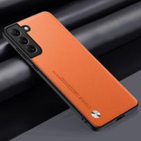 Prabangus odinis dėklas, skirtas Samsung Galaxy S21 FE S22 S23 Plus padengti silikoniniu apsauginiu telefono dėklu, skirtas Samsung S21 S22 Ultra Coque S21 oranžinė