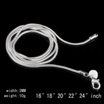 2MM Silver Plated Smooth Snake Chain Stamped Choker Necklace for Women Jewelry 16 18 20 22 24 26 28 30 Inch Dropshipping 16 inch